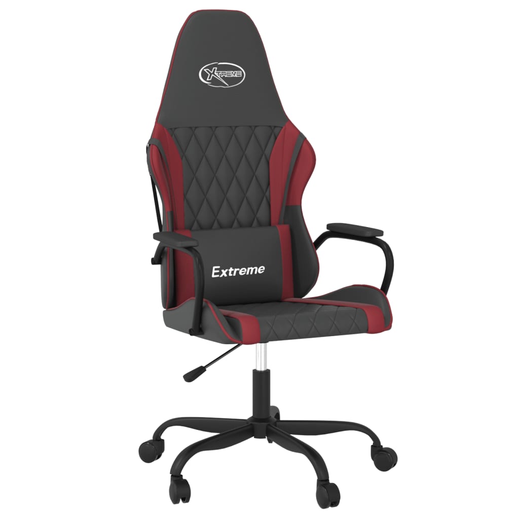 vidaXL Silla gaming de masaje cuero sintético negro y rojo vino tinto