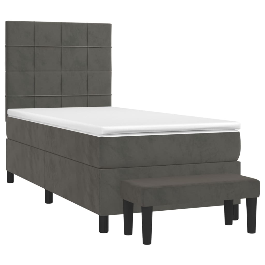 vidaXL Cama box spring con colchón terciopelo gris oscuro 100x200 cm