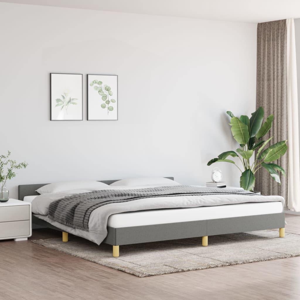 vidaXL Cama sin colchón tela gris oscuro 200x200 cm