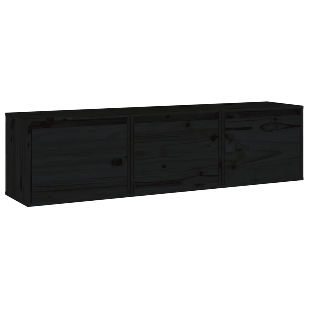 vidaXL Muebles para TV 3 piezas madera maciza de pino negro