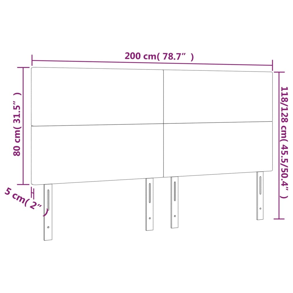 vidaXL Cabecero con luces LED terciopelo negro 200x5x118/128 cm