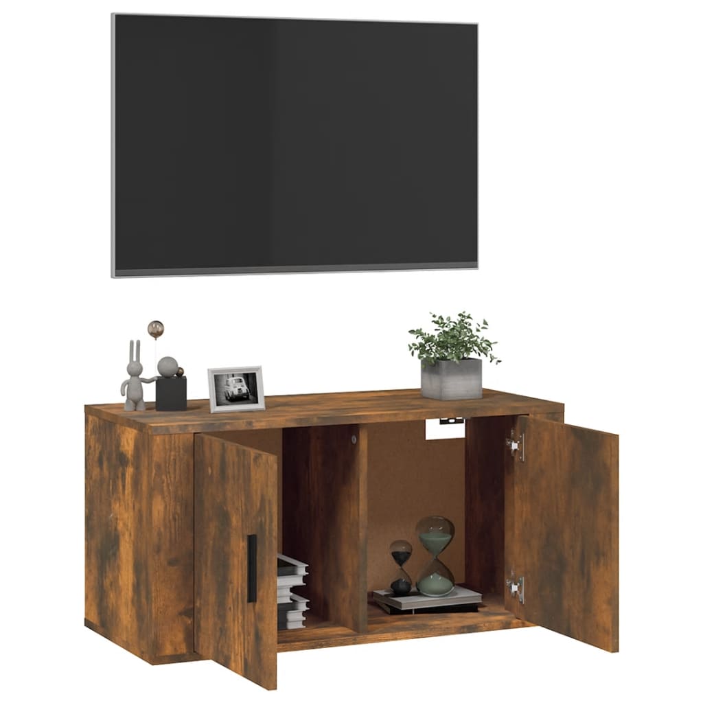 vidaXL Mueble para TV de pared roble ahumado 80x34,5x40 cm