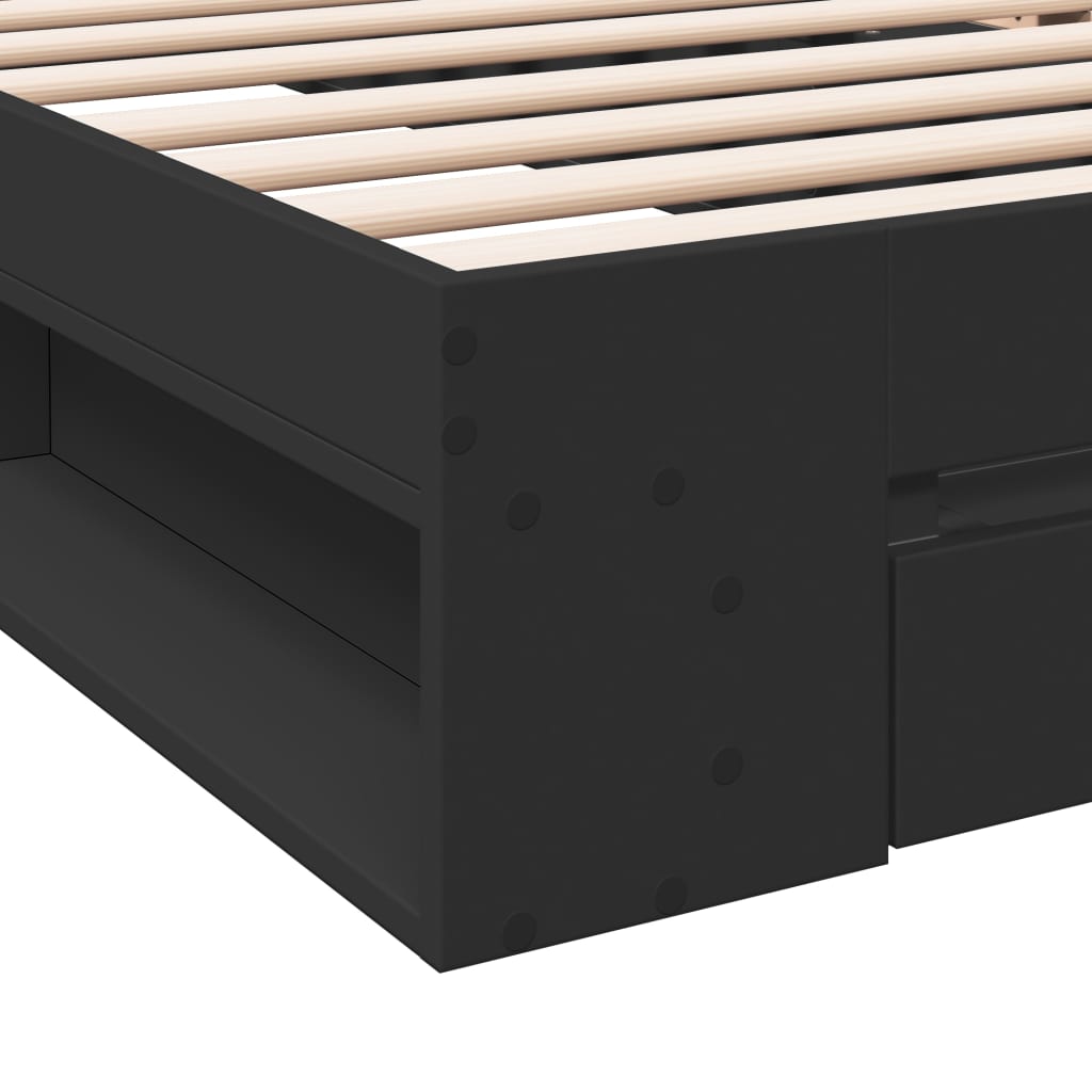 vidaXL Cama con cajón madera de ingeniería negra 75x190 cm