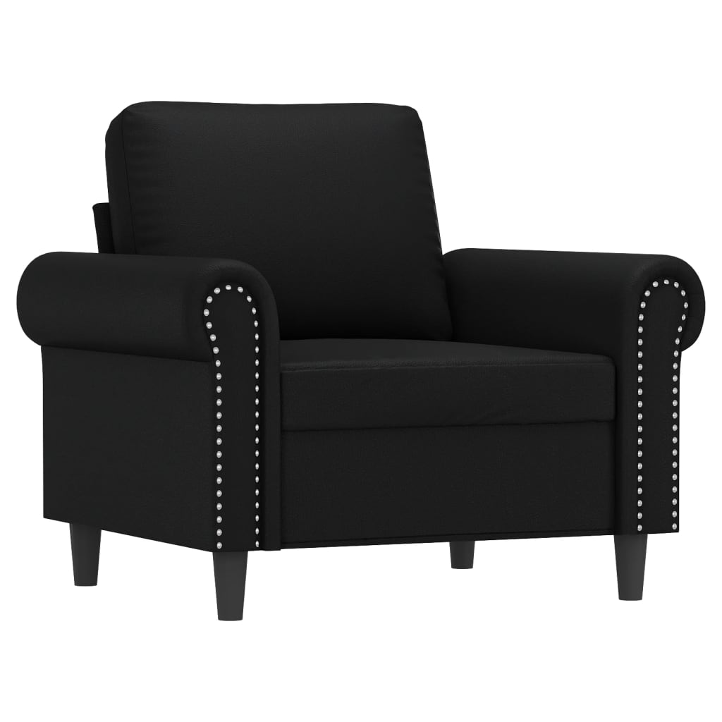 vidaXL Sillón cuero sintético negro 60 cm