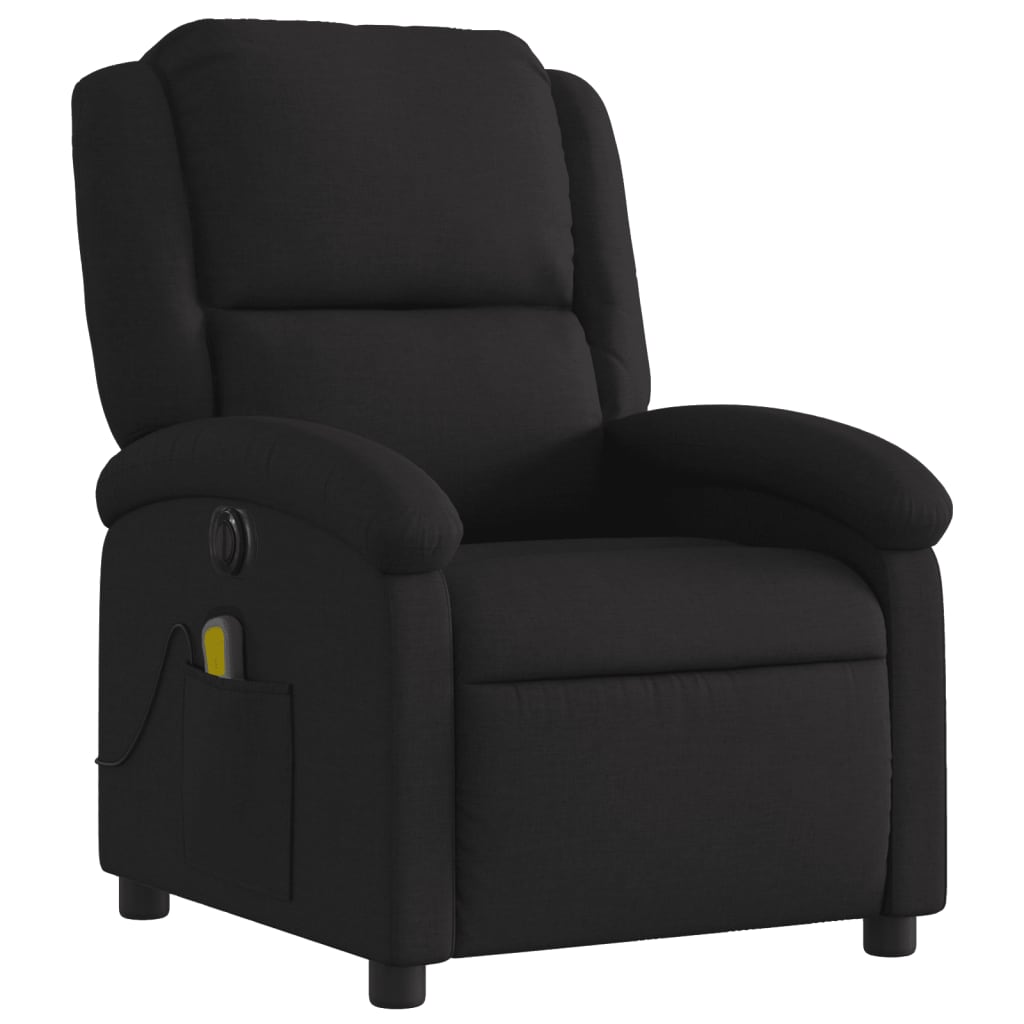 vidaXL Sillón reclinable de masaje eléctrico tela negro