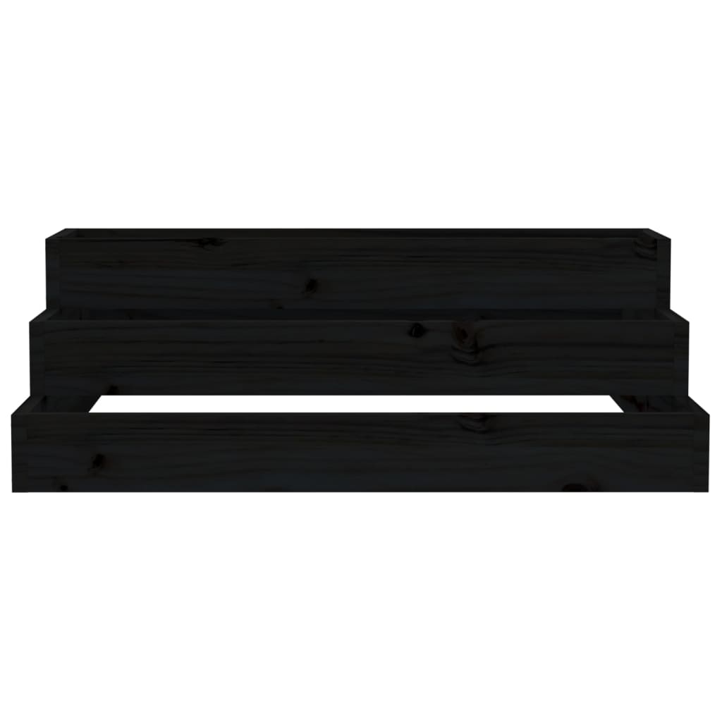 vidaXL Jardinera de madera maciza de pino negro 80x80x27 cm