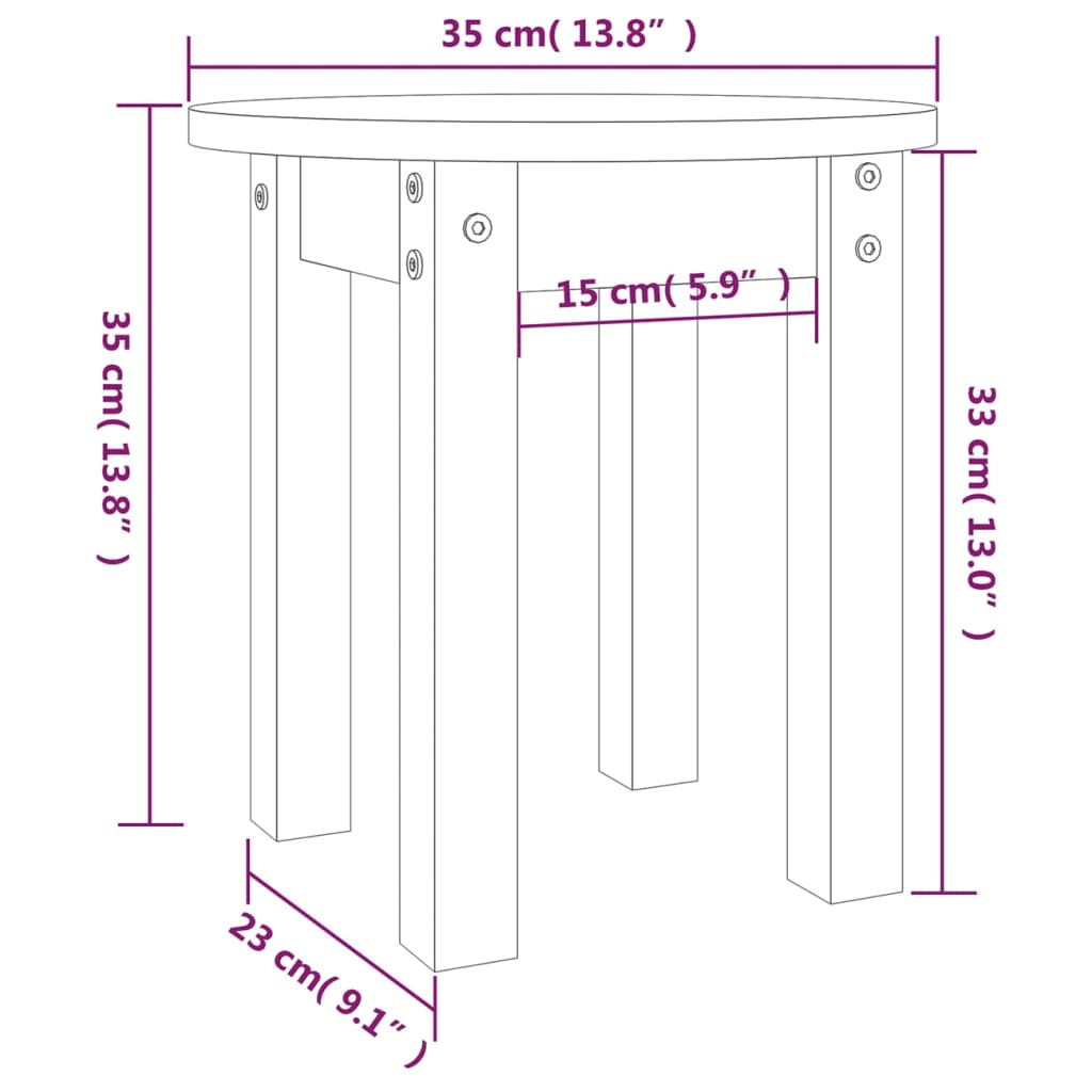 vidaXL Mesa de centro de madera maciza de pino blanco Ø35x35 cm