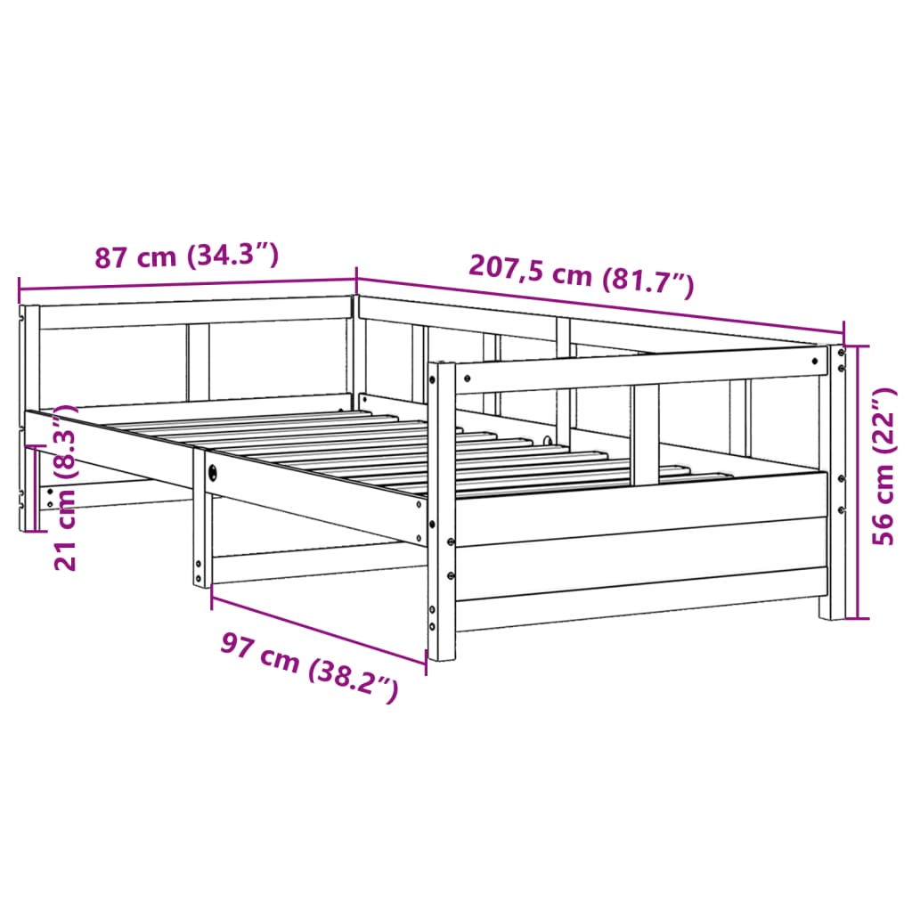 vidaXL Sofá cama sin colchón madera maciza de pino blanco 80x200 cm