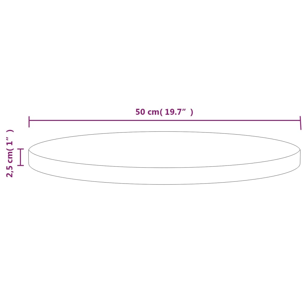 vidaXL Superficie de mesa madera maciza de pino Ø50x2,5 cm