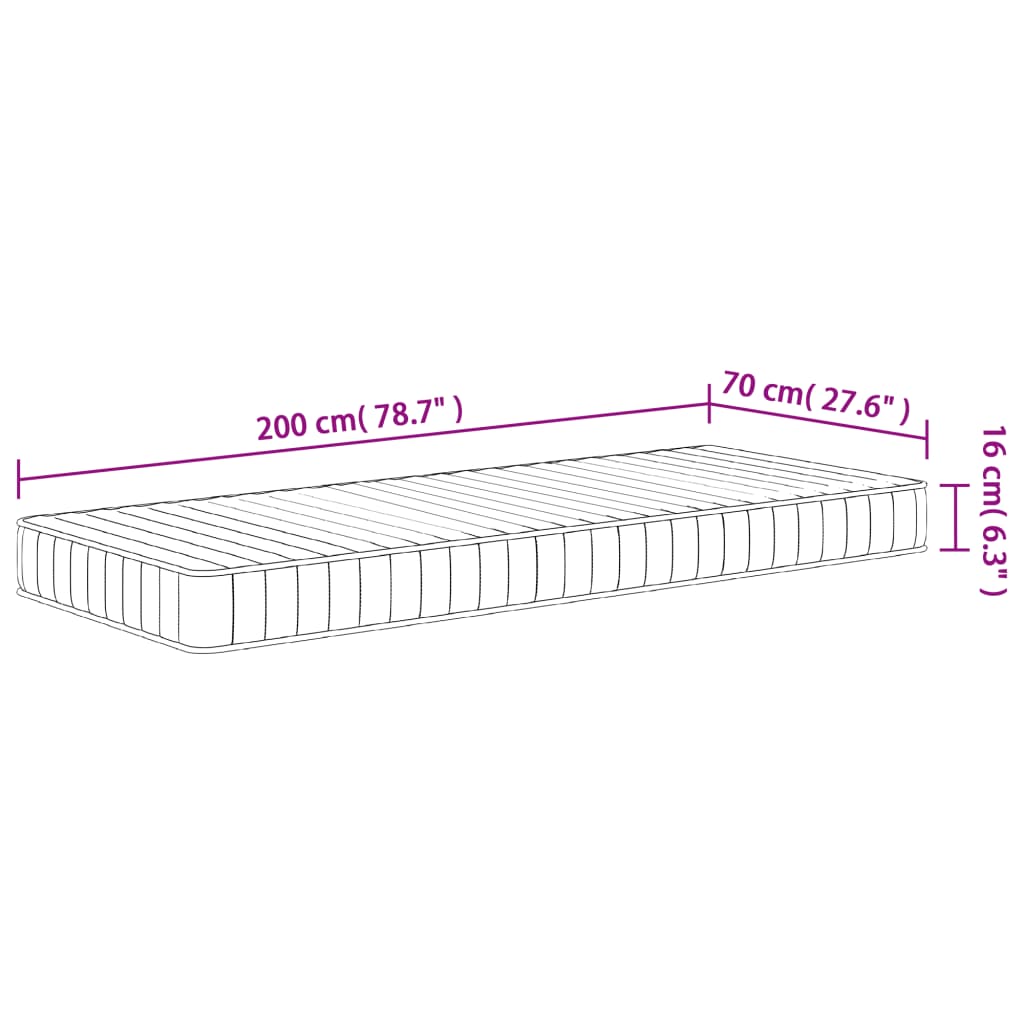 vidaXL Colchón de espuma medio suave 70x200 cm