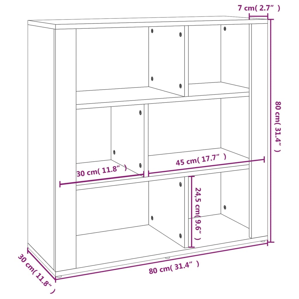 vidaXL Aparador de madera contrachapada marrón roble 80x30x80 cm