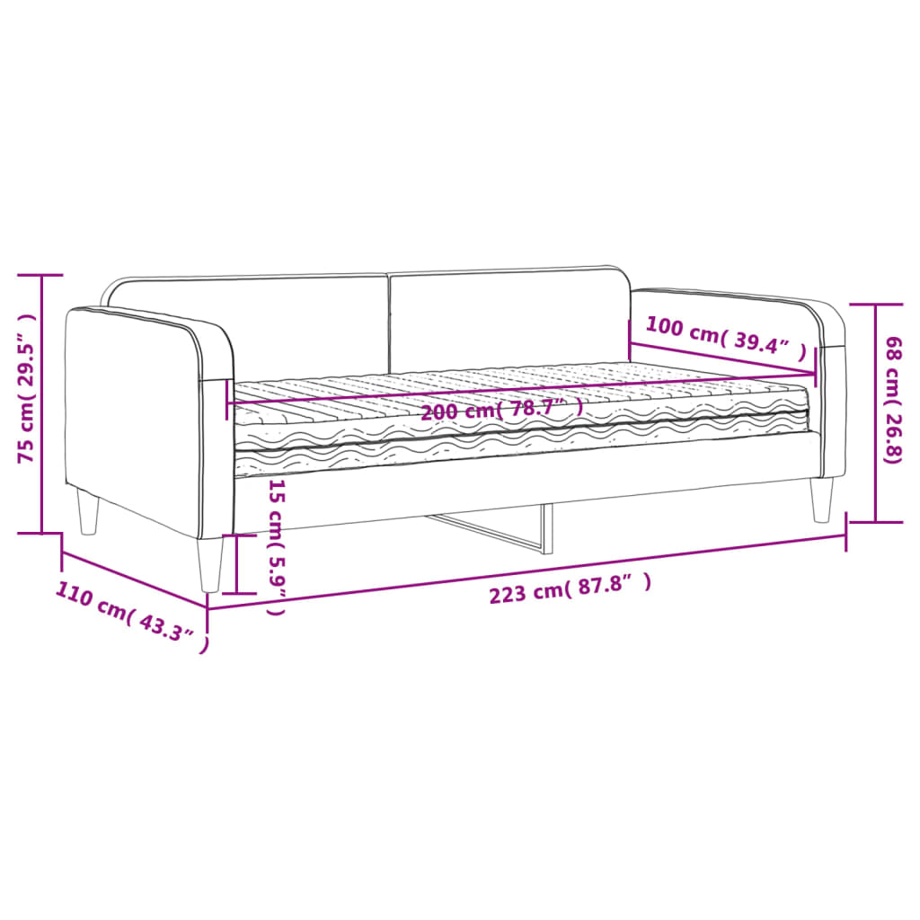 vidaXL Sofá cama con colchón tela gris oscuro 100x200 cm