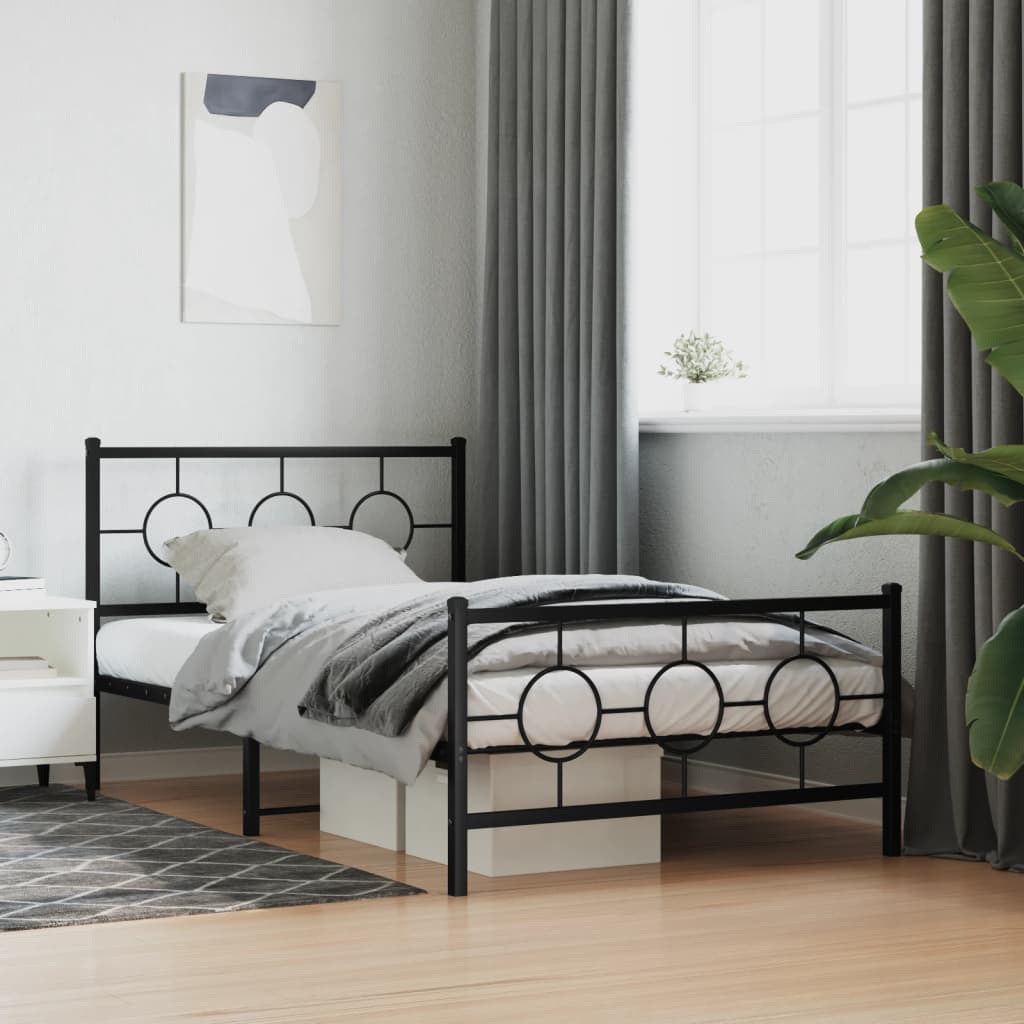 vidaXL Estructura cama sin colchón con estribo metal negro 107x203 cm