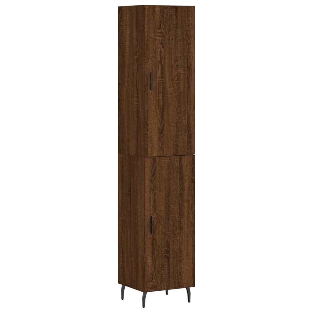 vidaXL Aparador alto madera contrachapada roble marrón 34,5x34x180 cm