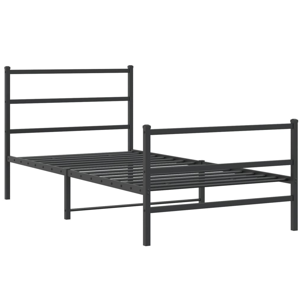 vidaXL Estructura cama sin colchón con estribo metal negro 100x200 cm