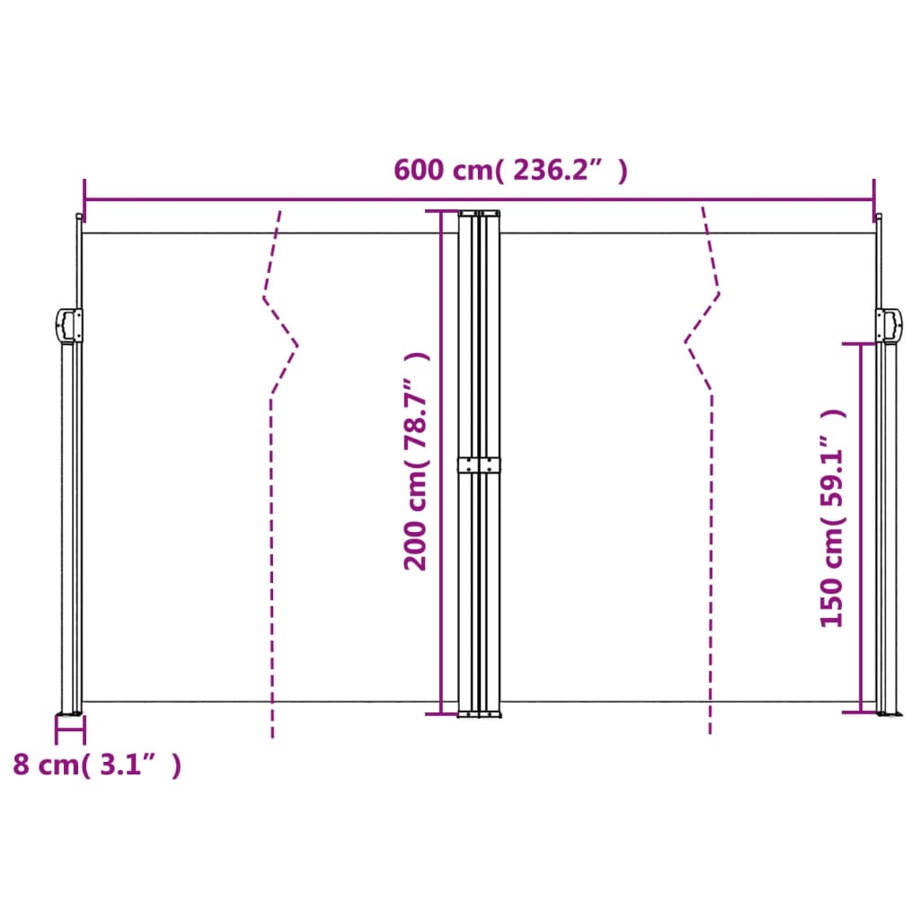 vidaXL Toldo lateral retráctil gris antracita 200x600 cm