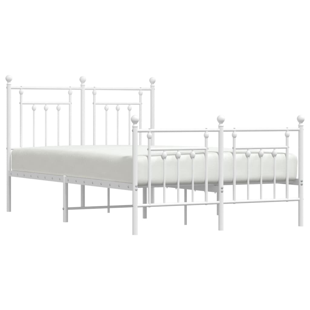 vidaXL Estructura cama metal con cabecero y estribo blanco 135x190 cm