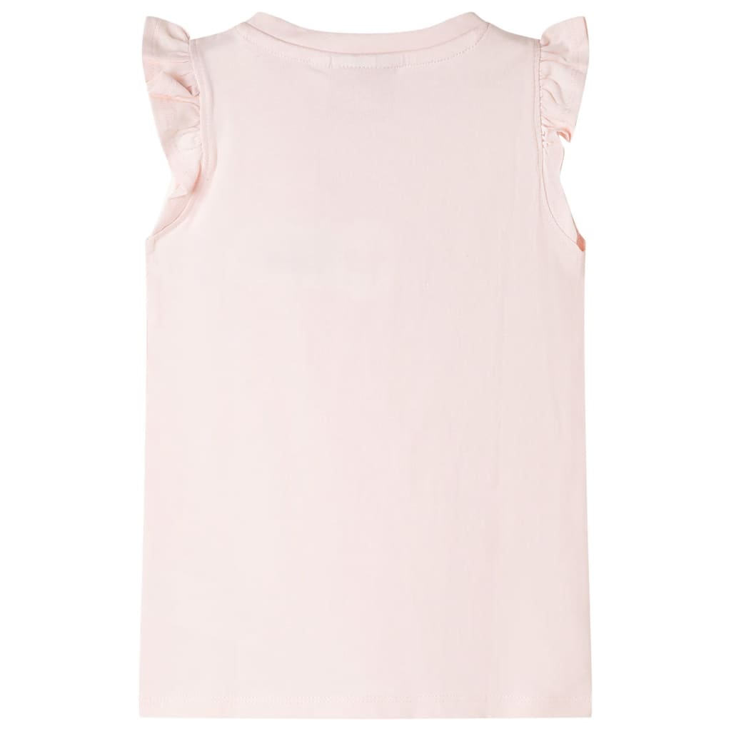 Camiseta infantil de manga volante rosa suave 92