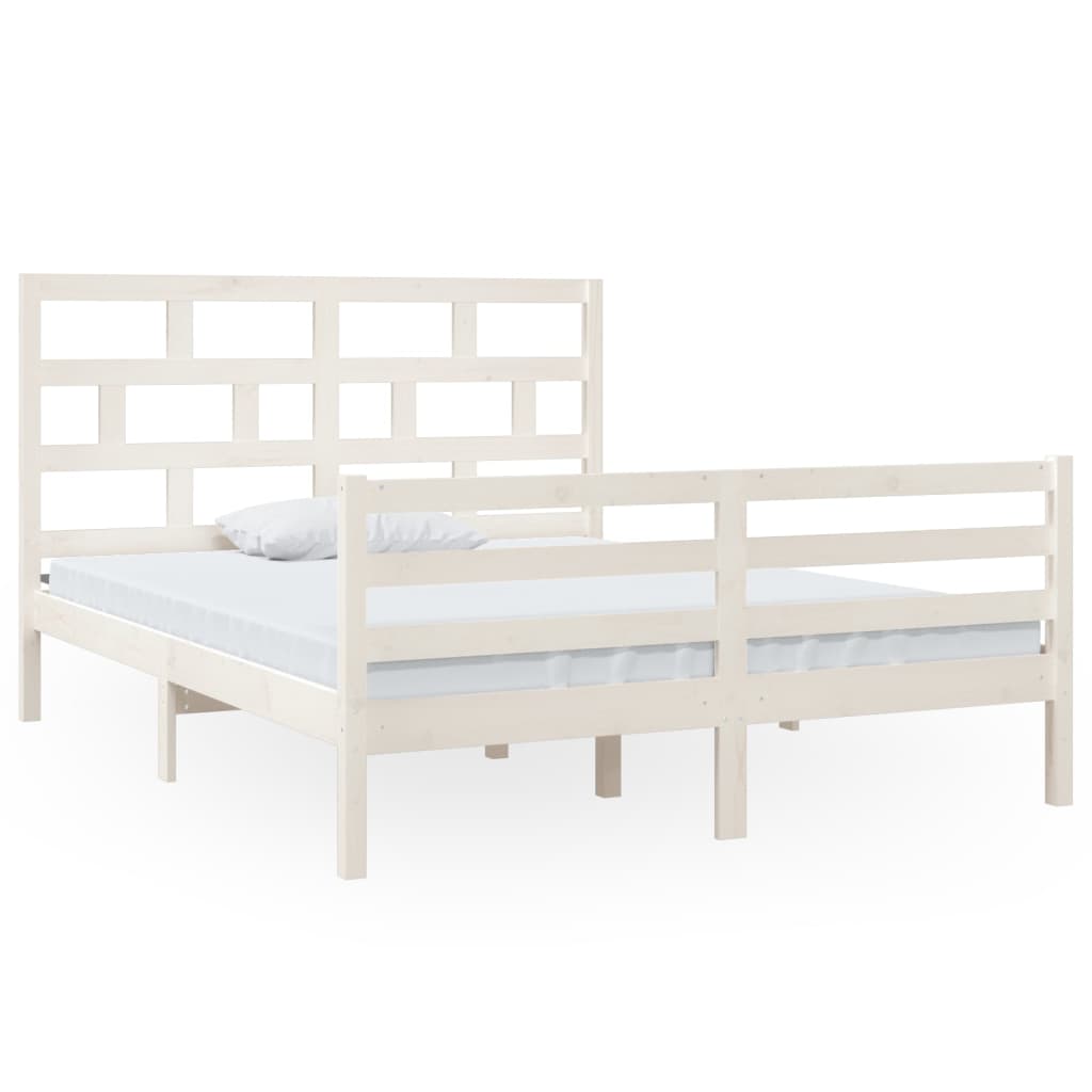 vidaXL Estructura de cama madera maciza blanca King Size 150x200 cm