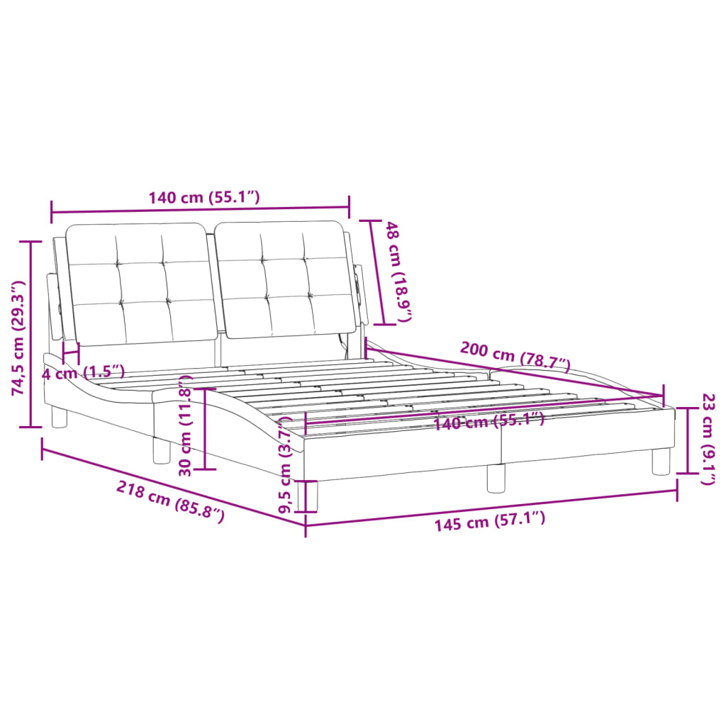 vidaXL Estructura de cama sin colchón cuero sintético blanco 140x200cm