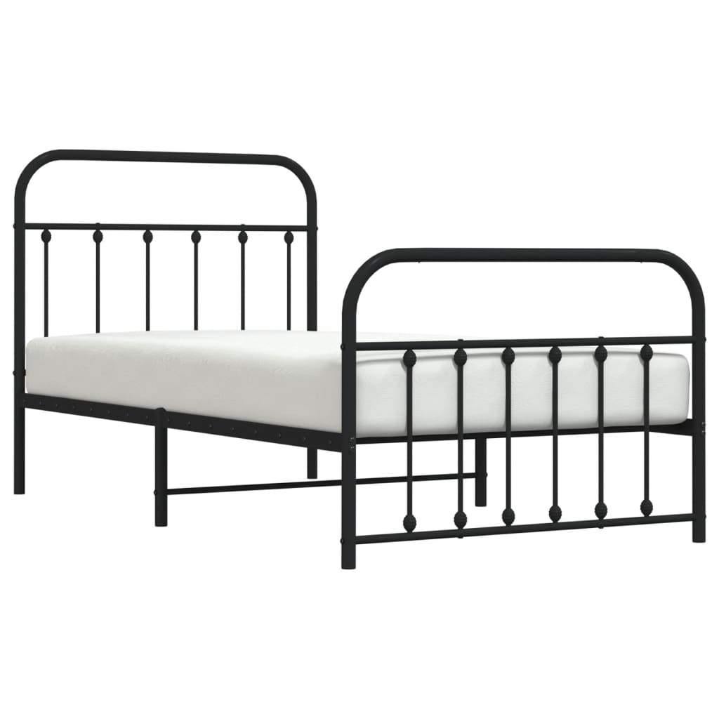 vidaXL Estructura cama sin colchón con estribo metal negro 100x190 cm