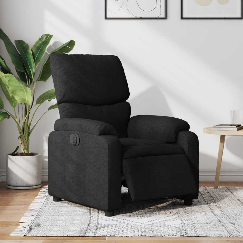 vidaXL Sillón reclinable eléctrico de tela negro