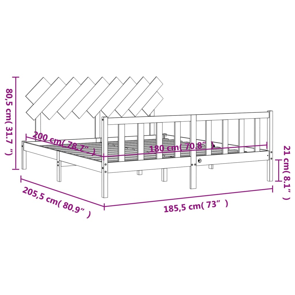 vidaXL Estructura de cama de matrimonio con cabecero madera maciza