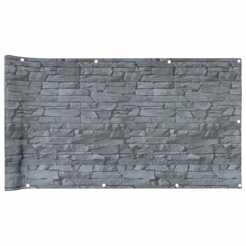 vidaXL Pantalla de privacidad de balcón PVC look piedra gris 600x120cm