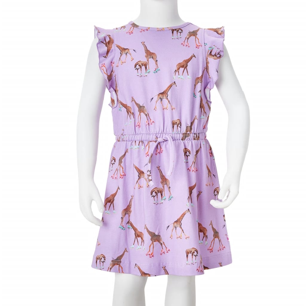 Vestido infantil mangas con volantes cordón lila 128