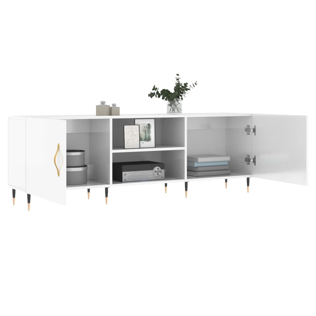 vidaXL Mueble de TV madera de ingeniería blanco brillante 150x30x50 cm