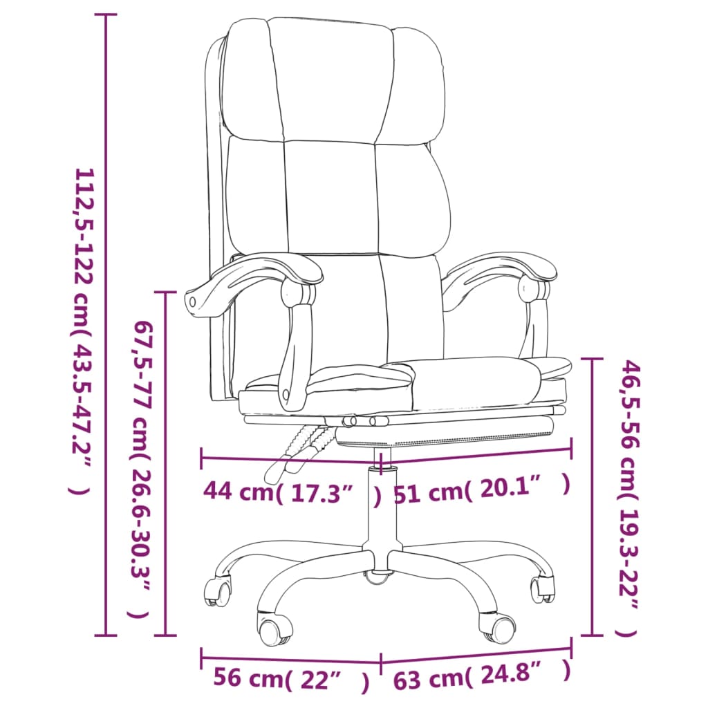 vidaXL Silla de oficina reclinable de tela gris claro