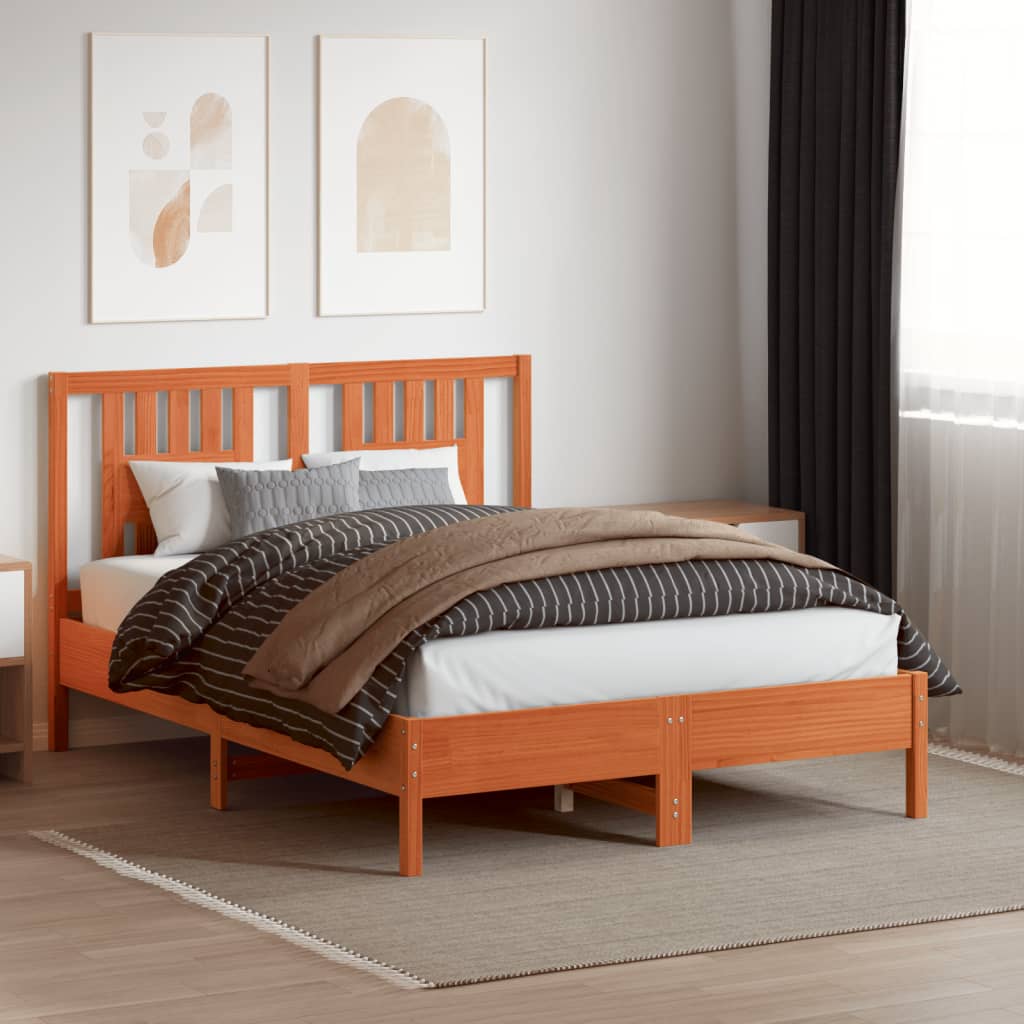 vidaXL Cabecero de cama madera maciza de pino marrón cera 140 cm