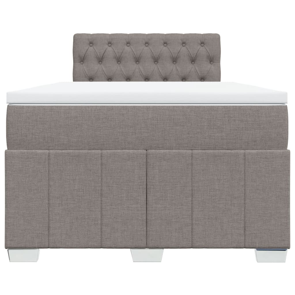 vidaXL Cama box spring con colchón tela gris taupe 120x200 cm