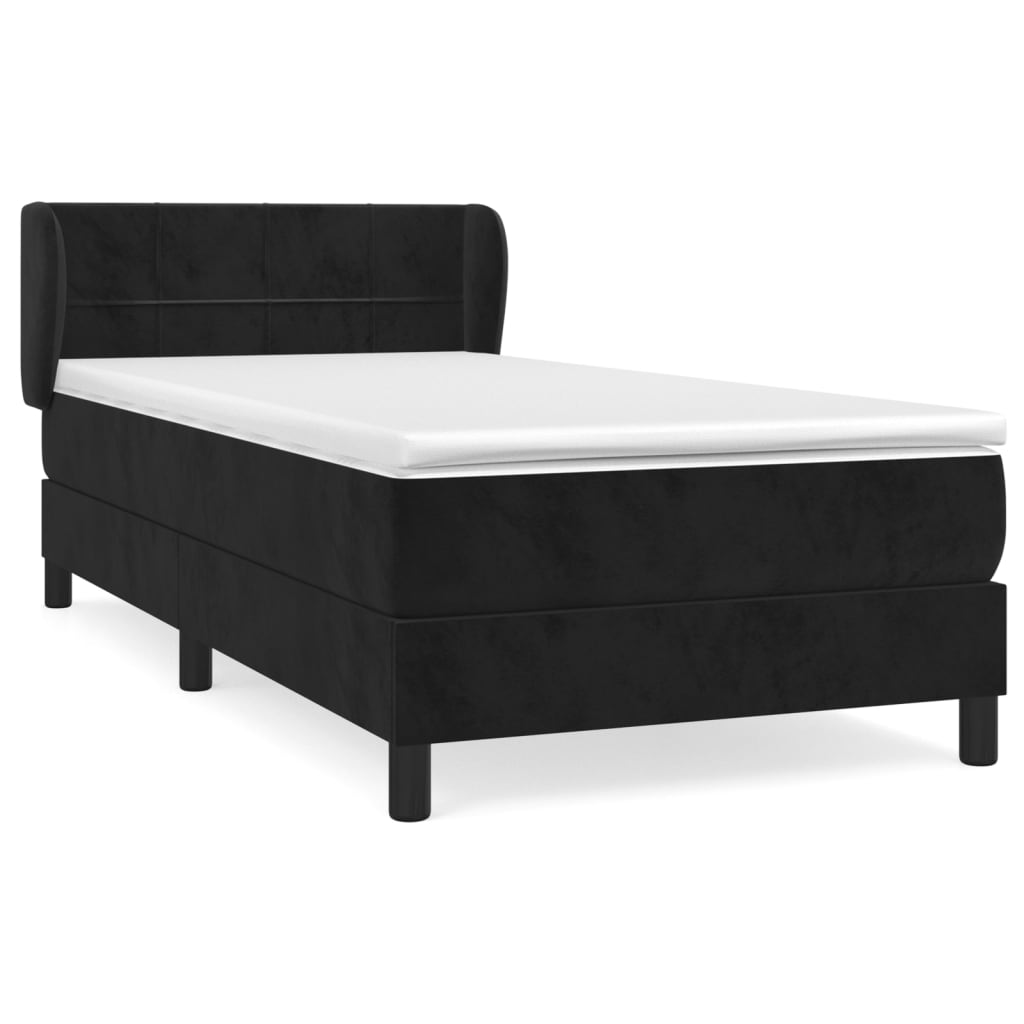 vidaXL Cama box spring con colchón terciopelo negro 90x200 cm