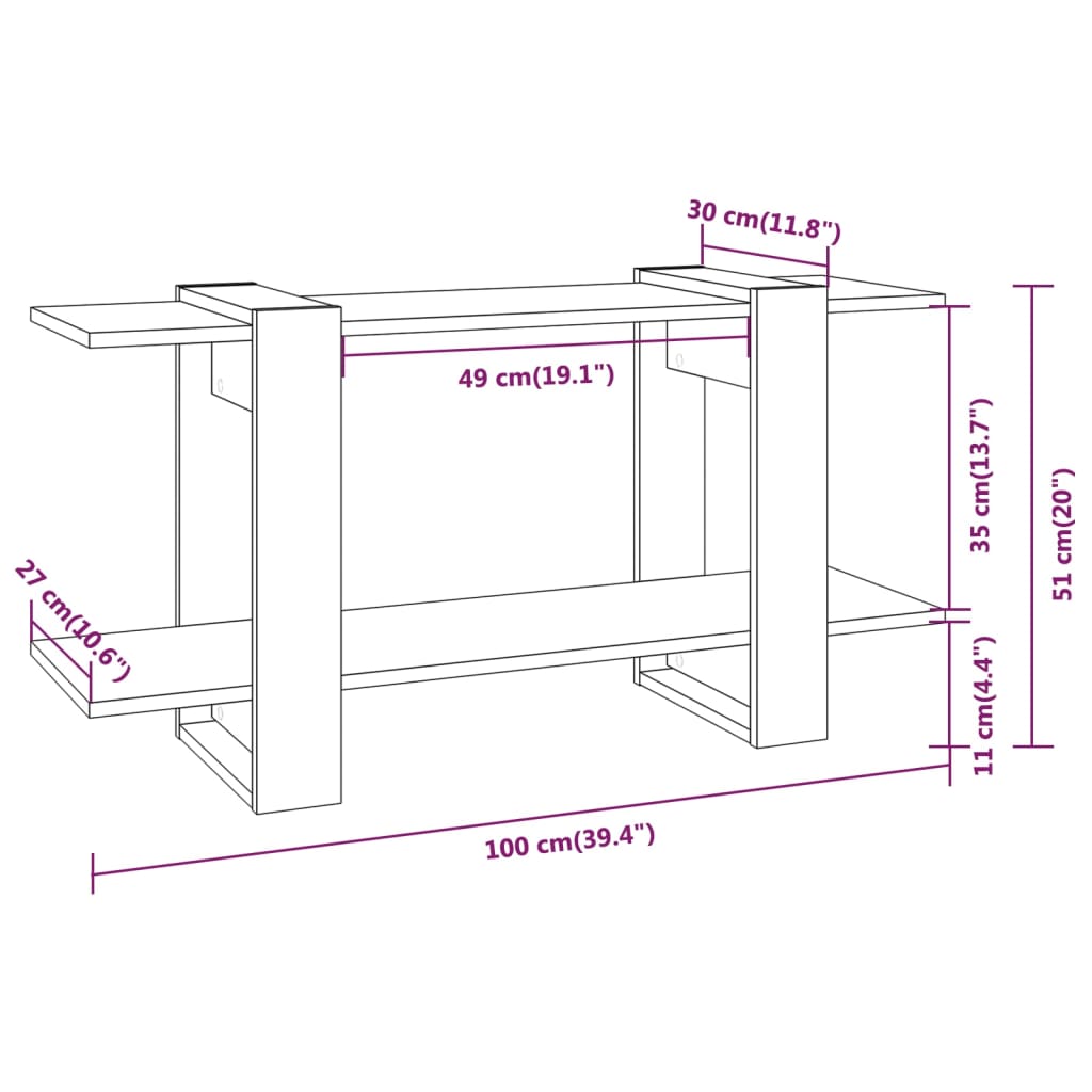 vidaXL Estantería madera contrachapada blanco 100x30x51 cm