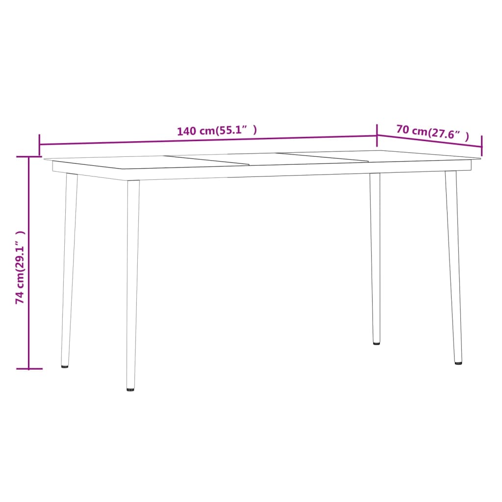 vidaXL Juego de comedor de jardín 7 piezas con cojines negro