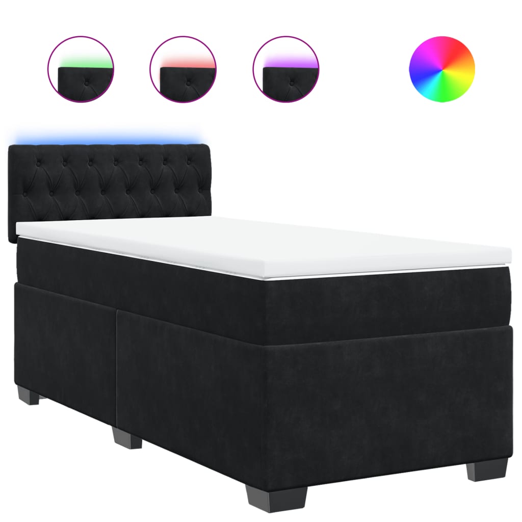 vidaXL Cama box spring con colchón terciopelo negro 80x200 cm