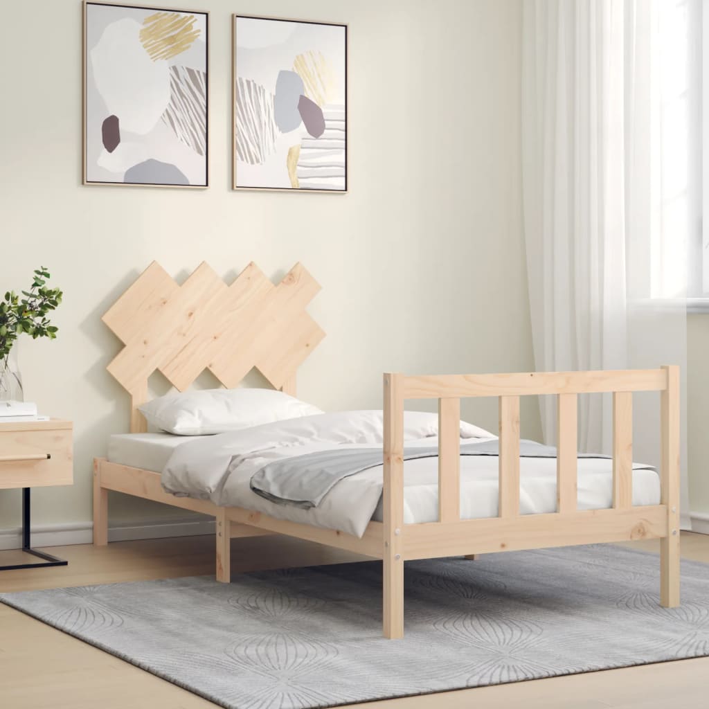 vidaXL Estructura de cama con cabecero madera maciza 90x200 cm