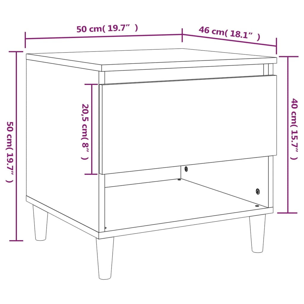 vidaXL Mesitas de noche 2 uds contrachapada gris Sonoma 50x46x50 cm