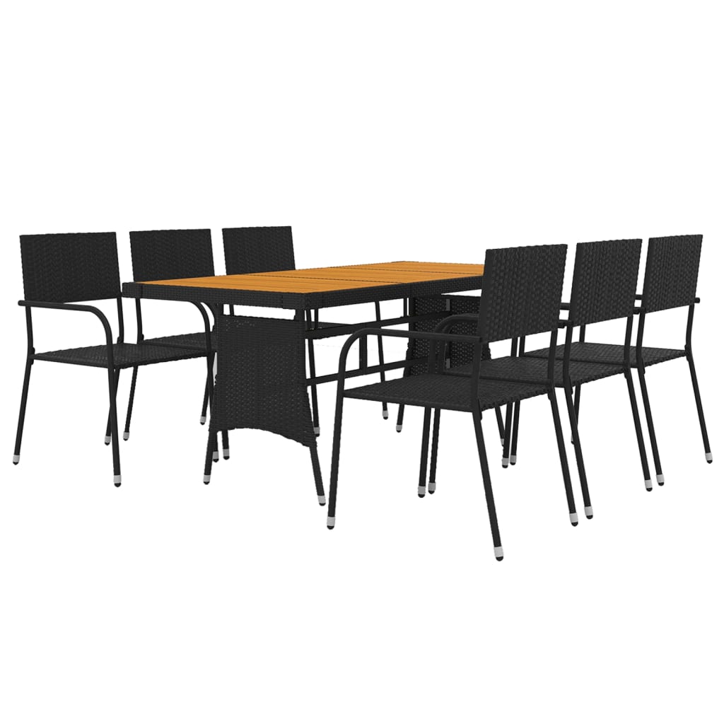 vidaXL Juego de comedor de jardín 7 piezas ratán sintético negro