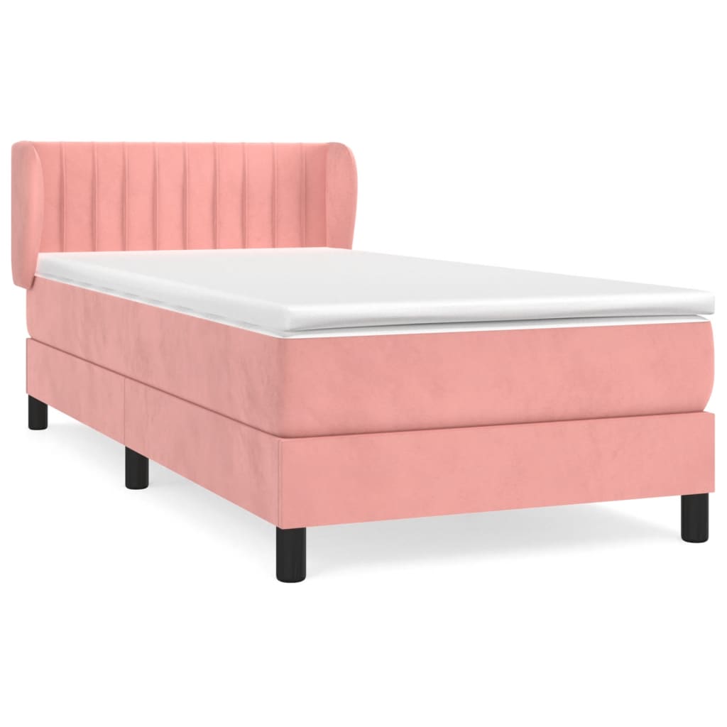 vidaXL Cama box spring con colchón terciopelo rosa 100x200 cm