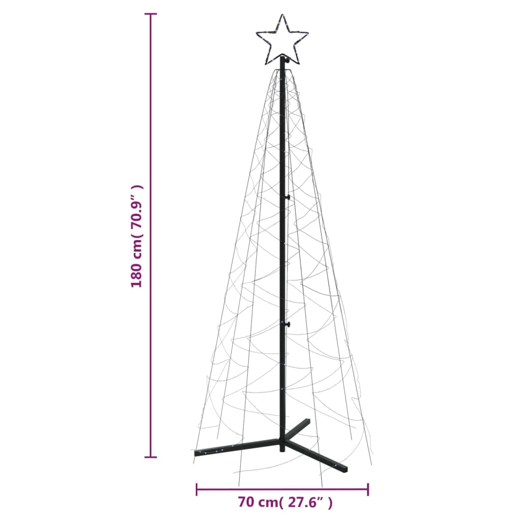 vidaXL Árbol de Navidad cónico 200 LED blanco frío 70x180 cm