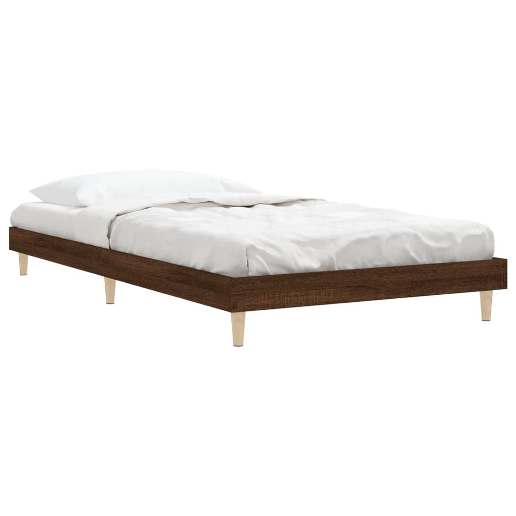 vidaXL Estructura de cama madera de ingeniería roble marrón 90x200 cm