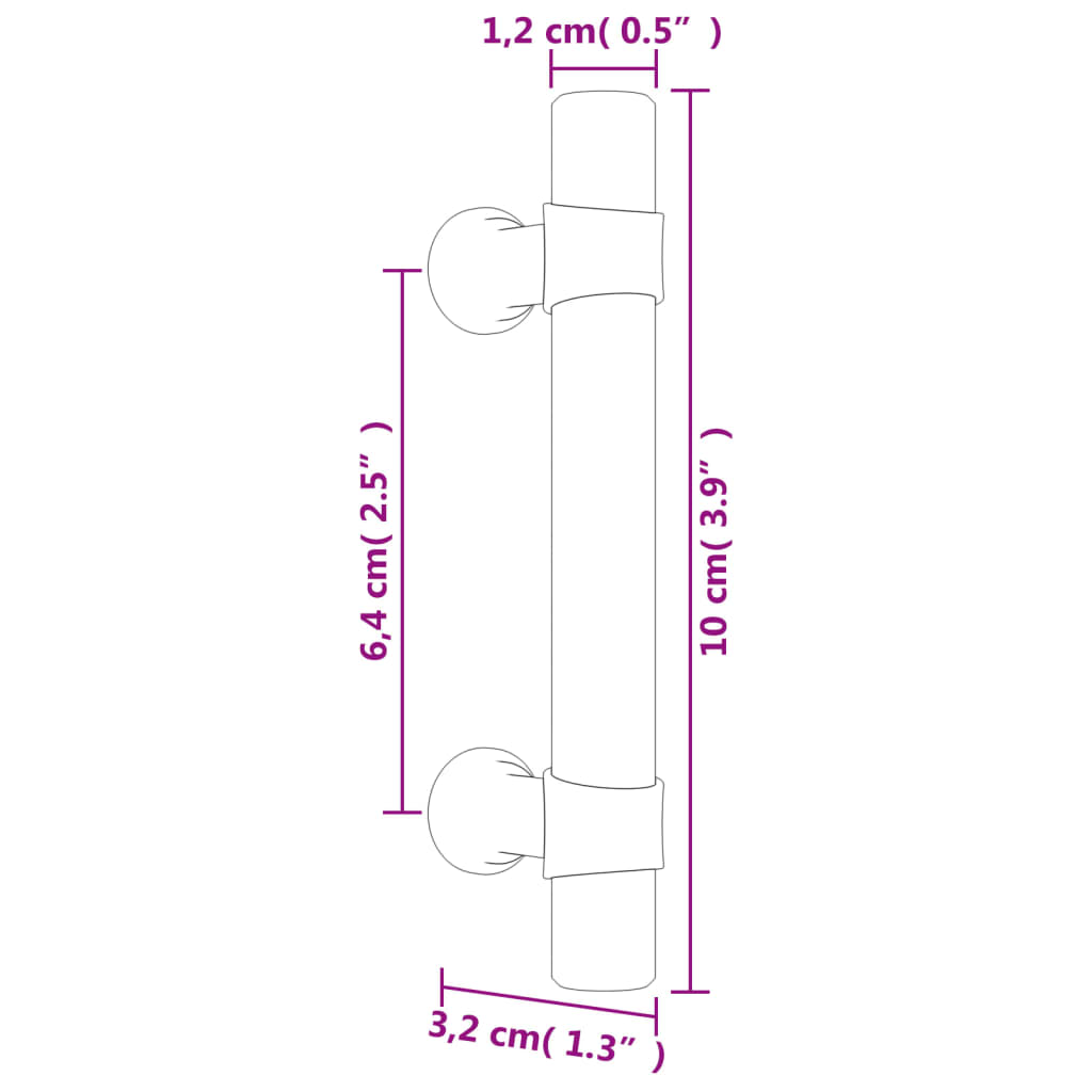 vidaXL Tiradores para armarios 10 uds acero inoxidable negro 64 mm