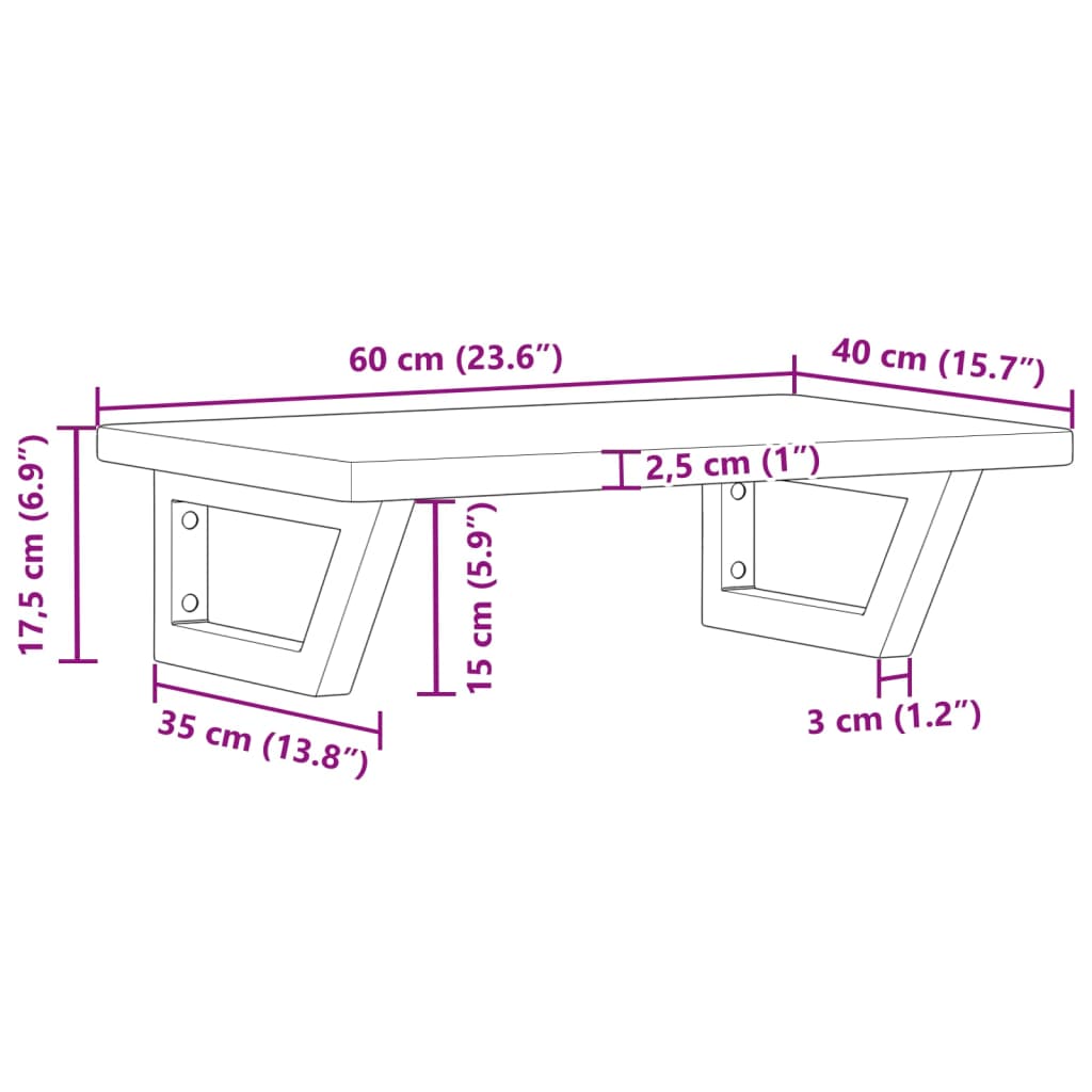 vidaXL Estante de lavabo de pared de acero y madera maciza de roble