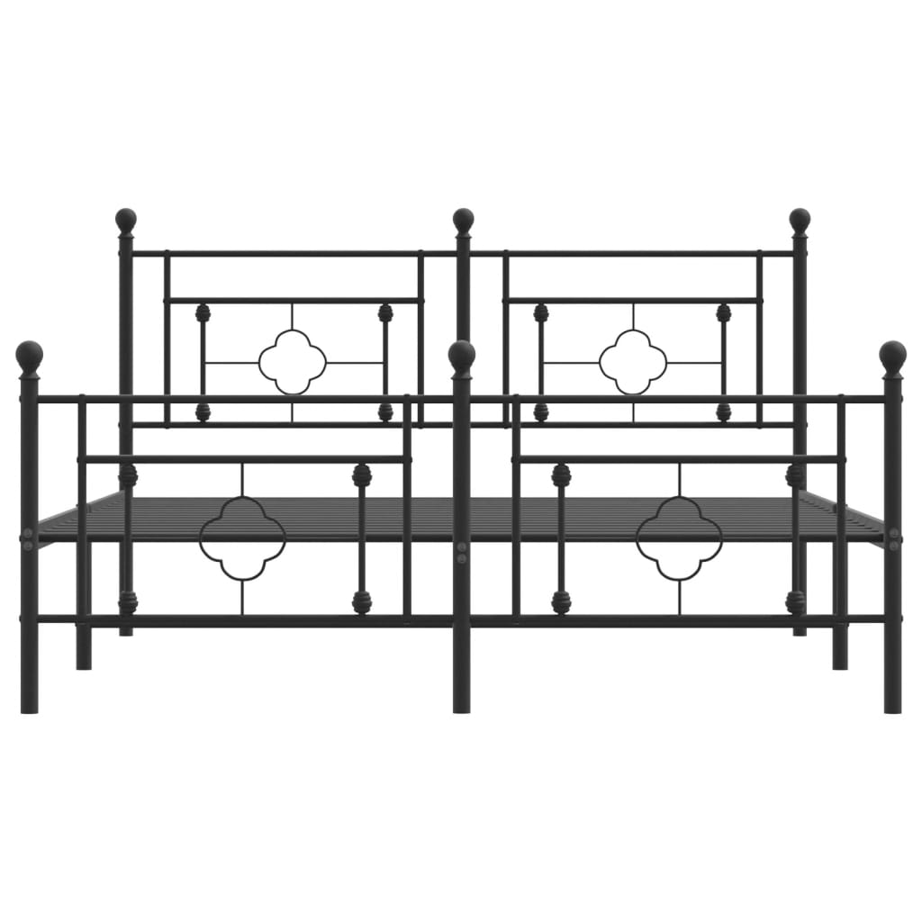 vidaXL Estructura de cama cabecero y estribo metal negro 150x200 cm