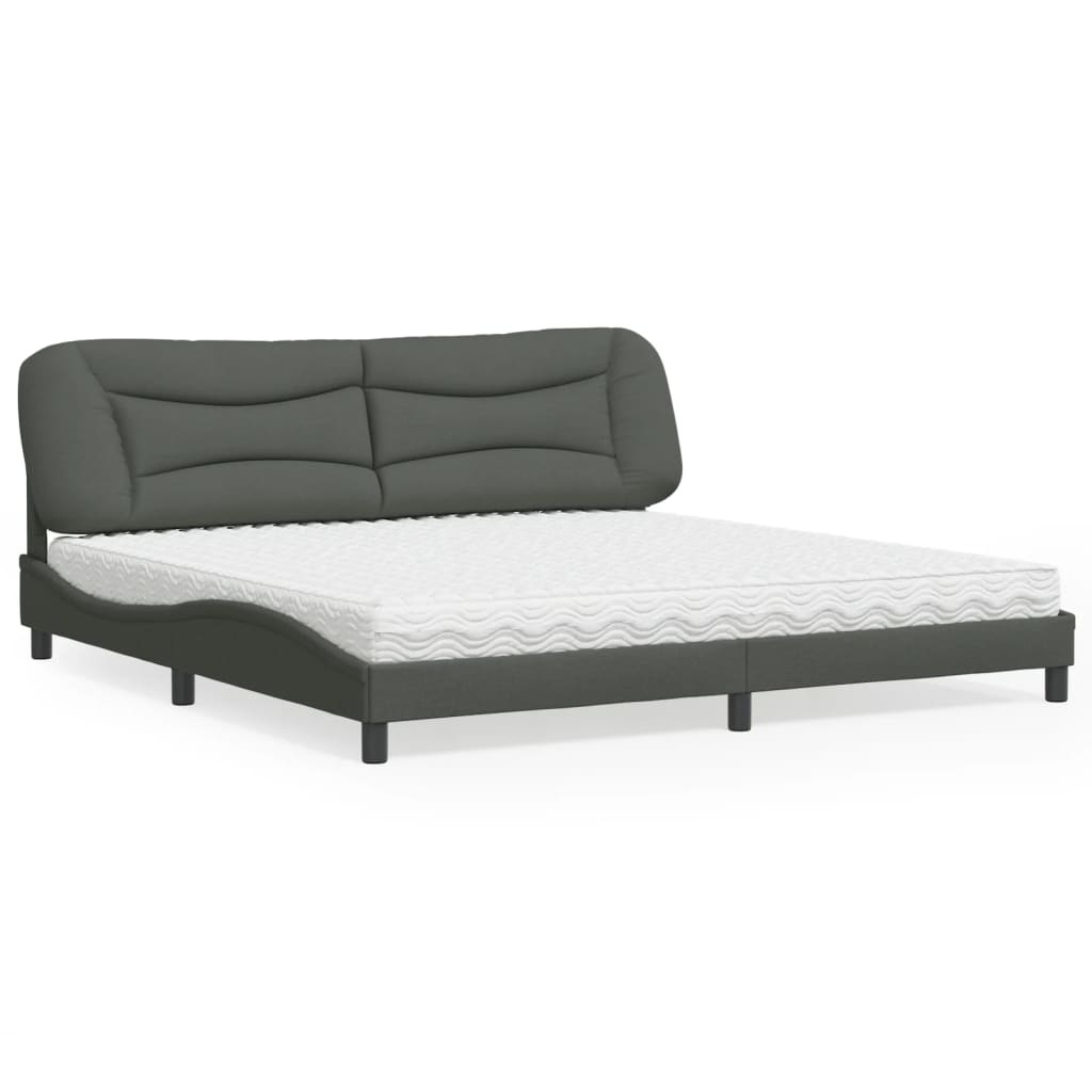 vidaXL Cama con colchón tela gris oscuro 200x200 cm