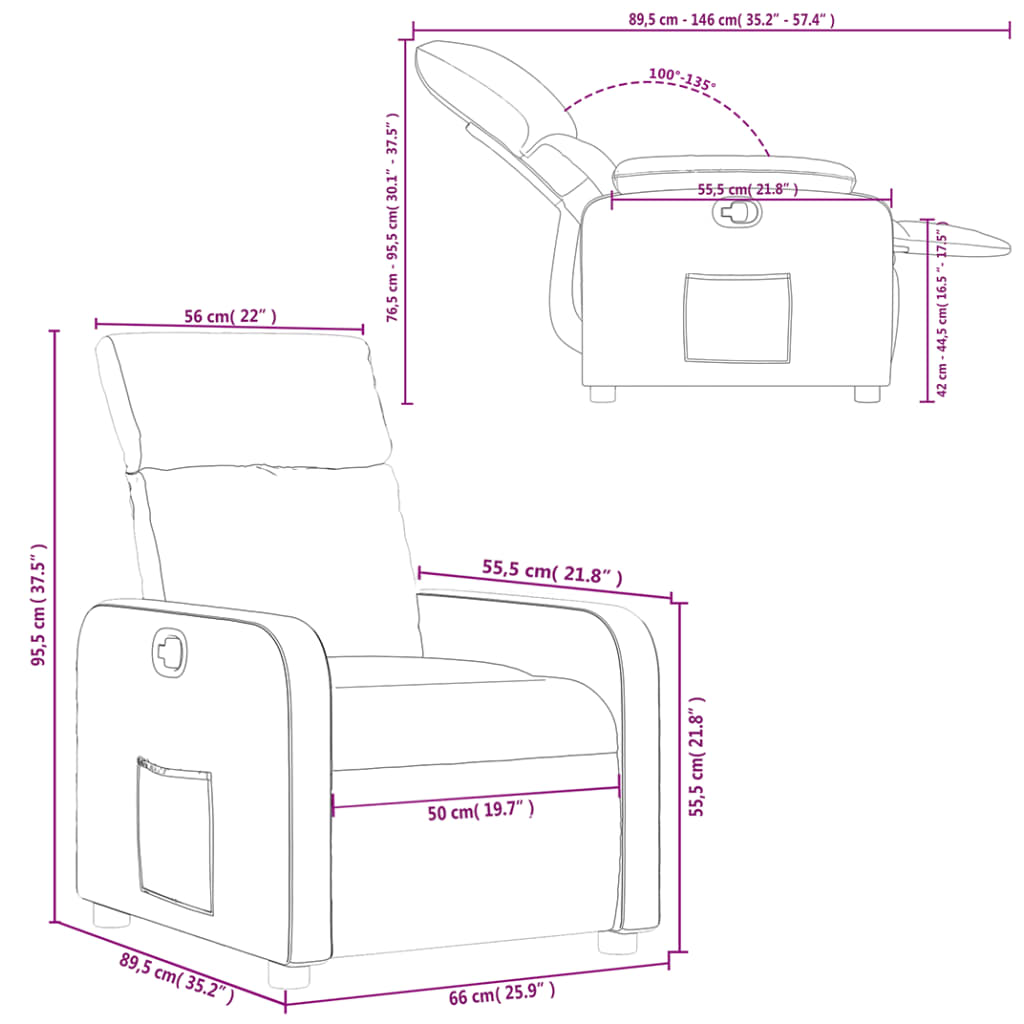 vidaXL Sillón reclinable de tela negro