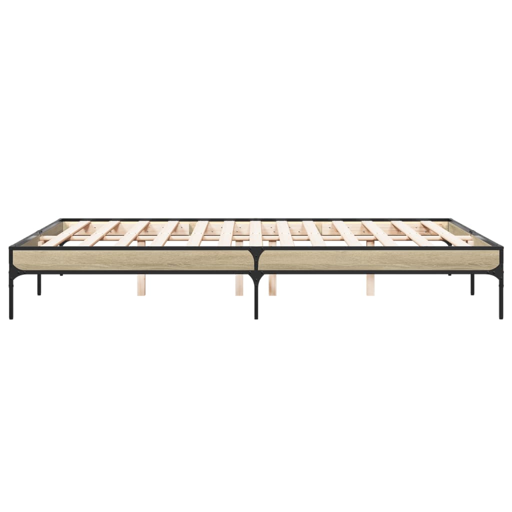 vidaXL Estructura cama madera ingeniería metal roble Sonoma 150x200 cm