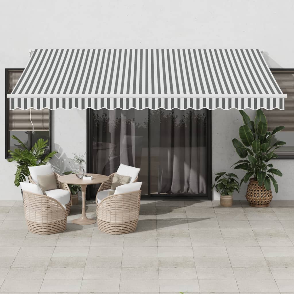 vidaXL Toldo retráctil manual gris antracita y blanco 450x300 cm